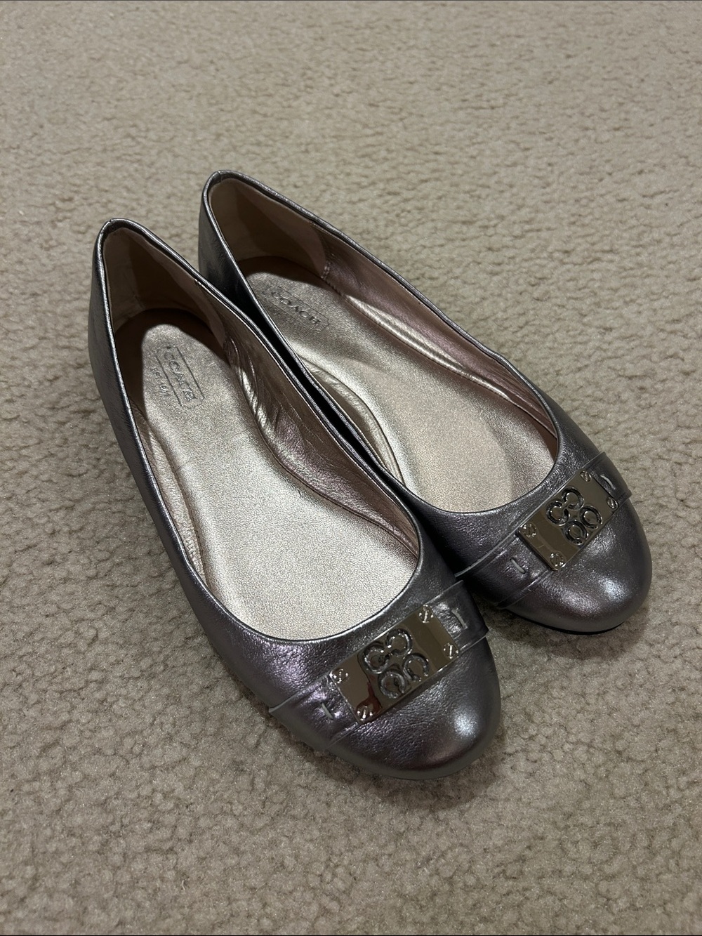 COACH London Metallic Flats Size 7